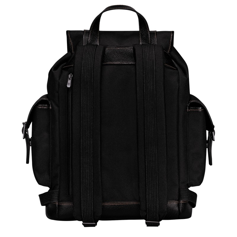 Black Longchamp Boxford - Recycled canvas Men Backpacks | 510798ZDV