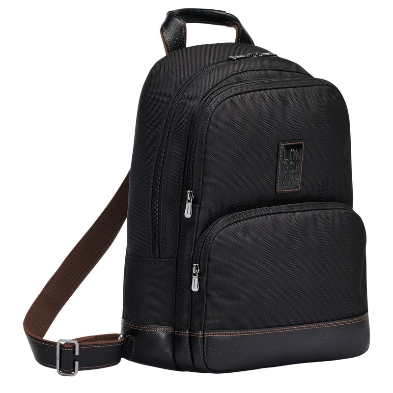 Black Longchamp Boxford - Recycled canvas Men Backpacks | 957316QLH