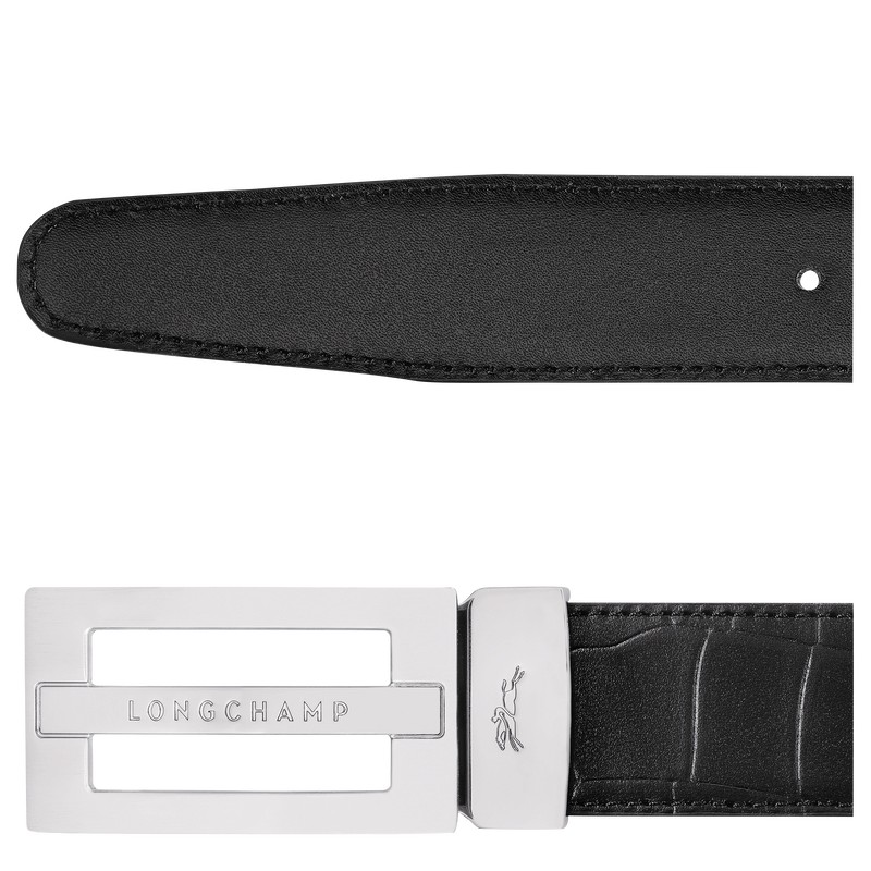 Black Longchamp Delta Box - Leather Men Belts | 960871FLE