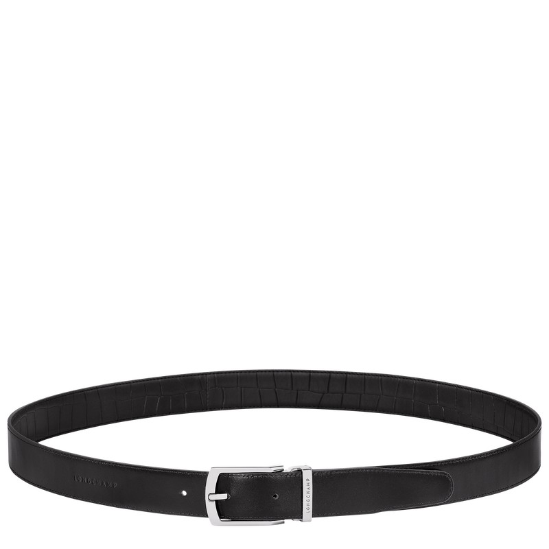 Black Longchamp Delta Box - Leather Men Belts | 956018CQY