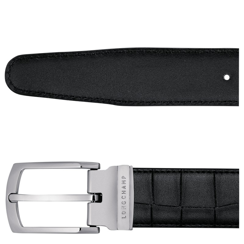 Black Longchamp Delta Box - Leather Men Belts | 956018CQY