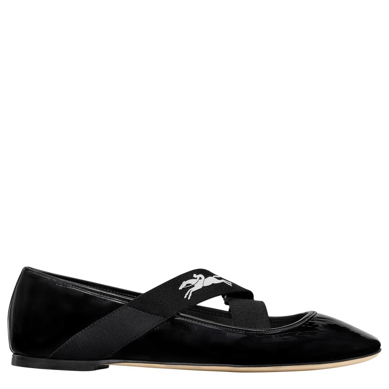 Black Longchamp Energy - Leather Women Ballerina Flats | 843157RFL