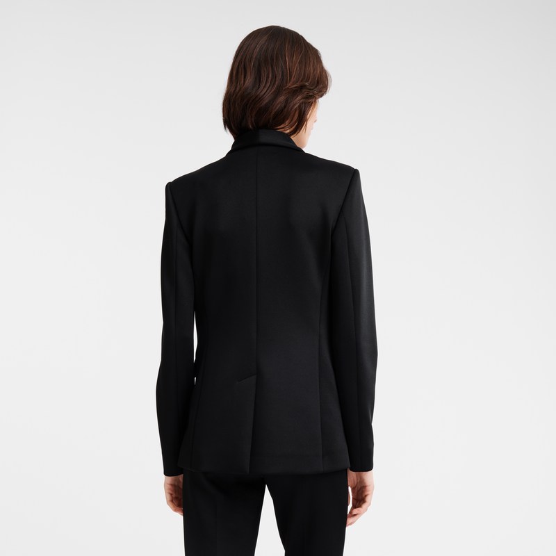 Black Longchamp Fitted jacket - Jersey Women Coats & Jackets | 592671FHU