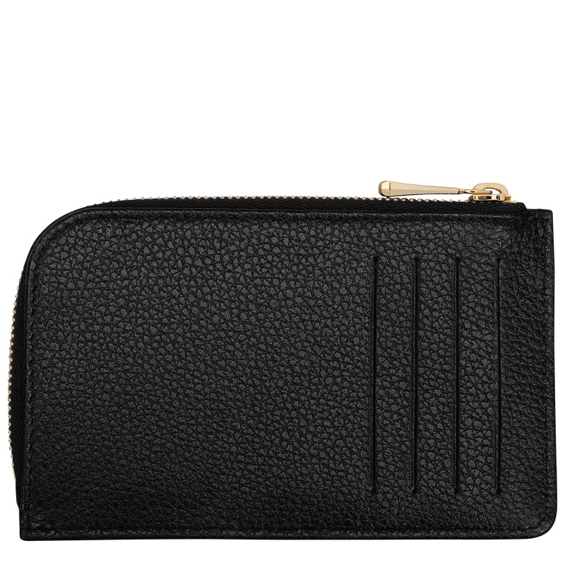 Black Longchamp Le Foulonné Card holder - Leather Men Cardholders & Coin purses | 918637AWI