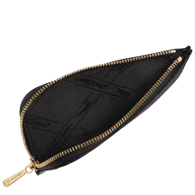 Black Longchamp Le Foulonné Card holder - Leather Men Cardholders & Coin purses | 918637AWI