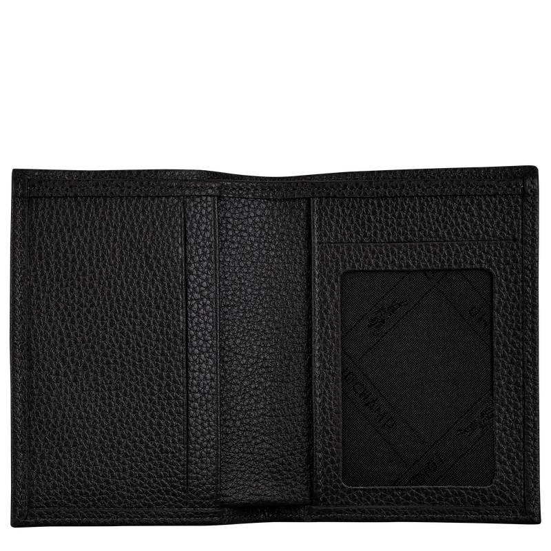 Black Longchamp Le Foulonné Card holder - Leather Women Cardholders & Coin purses | 728913WSH