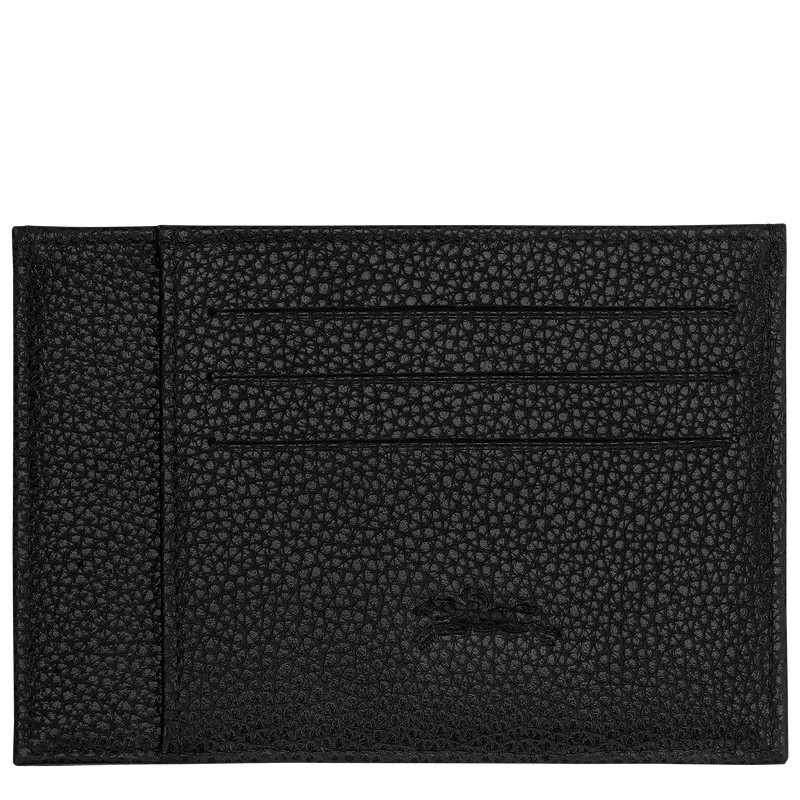 Black Longchamp Le Foulonné Card holder - Leather Men Cardholders & Coin purses | 062357JVE