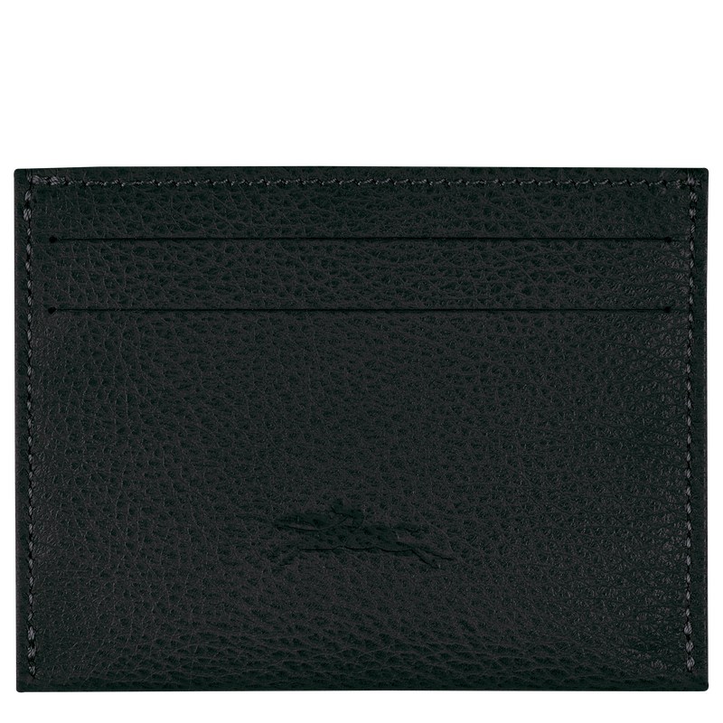 Black Longchamp Le Foulonné Cardholder - Leather Women Cardholders & Coin purses | 923856RCI