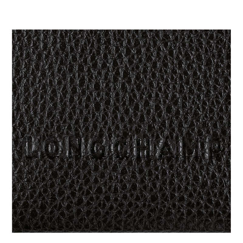 Black Longchamp Le Foulonné Cardholder - Leather Women Cardholders & Coin purses | 923856RCI