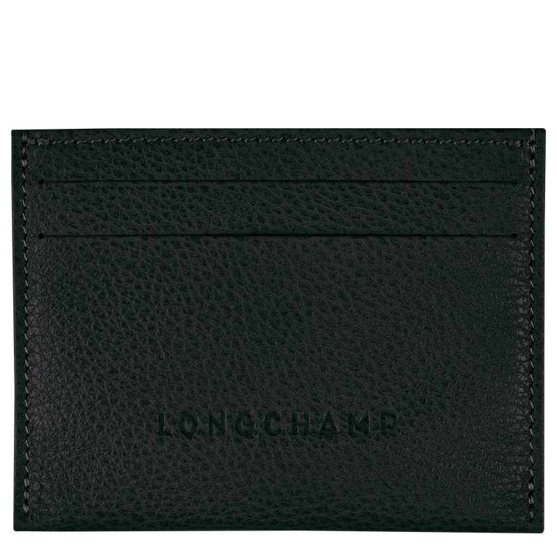 Black Longchamp Le Foulonné Cardholder - Leather Women Cardholders & Coin purses | 923856RCI