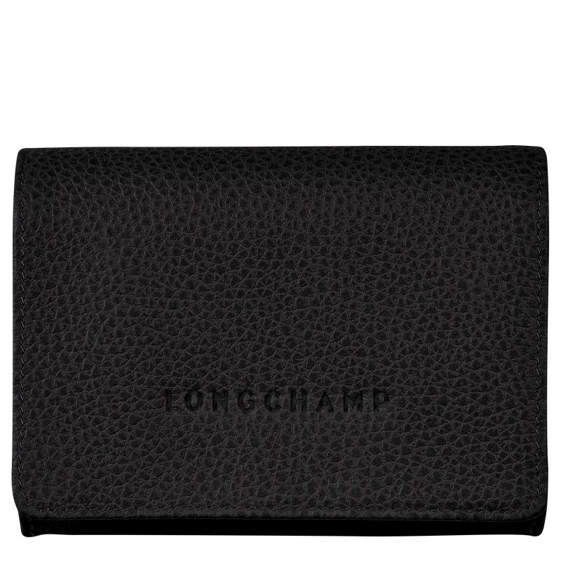 Black Longchamp Le Foulonné Coin purse - Leather Women Cardholders & Coin purses | 486923UWH