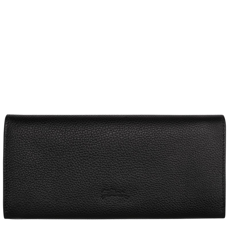 Black Longchamp Le Foulonné Continental - Leather Women Wallets | 603218QEL