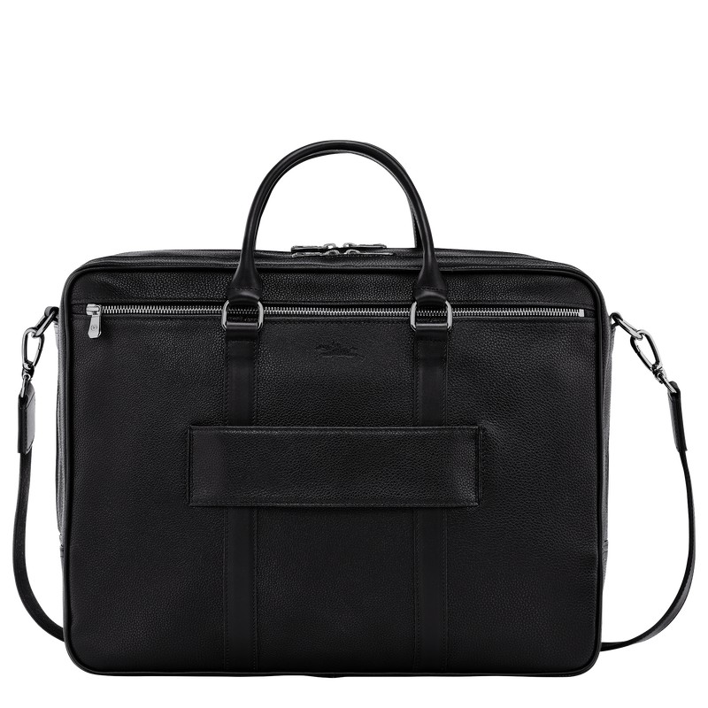 Black Longchamp Le Foulonné L - Leather Men Briefcase | 623104HVW