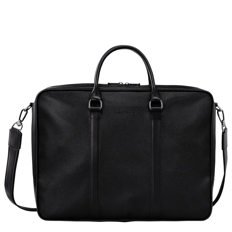 Black Longchamp Le Foulonné L - Leather Men Briefcase | 623104HVW