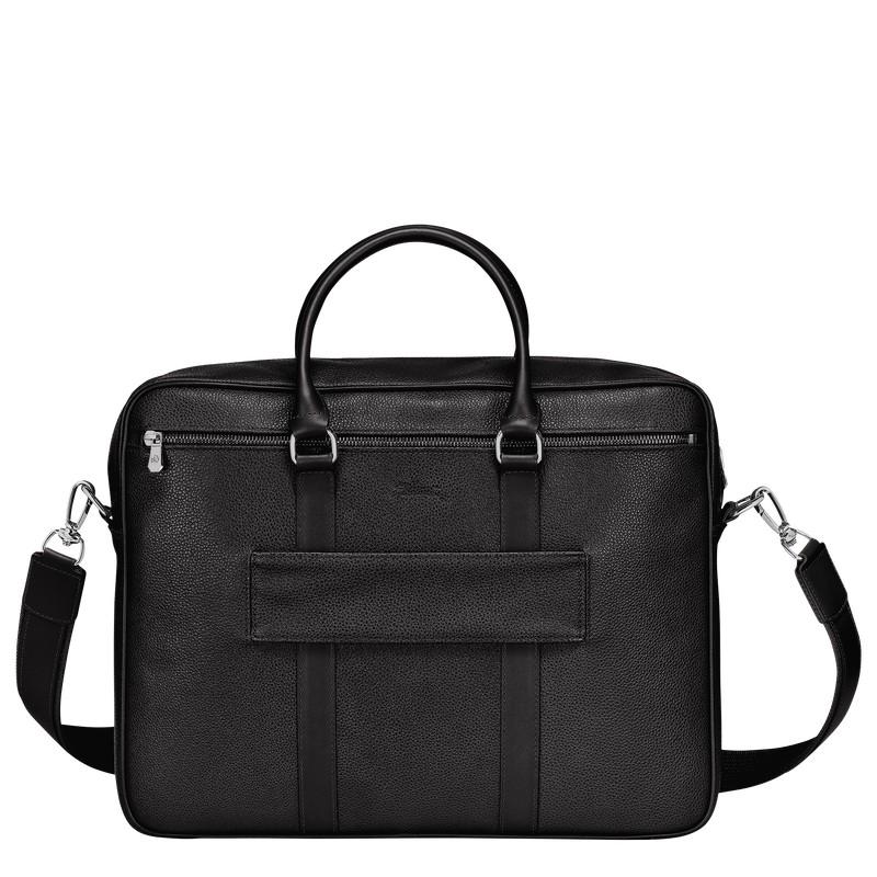 Black Longchamp Le Foulonné M - Leather Men Briefcase | 382504WNZ