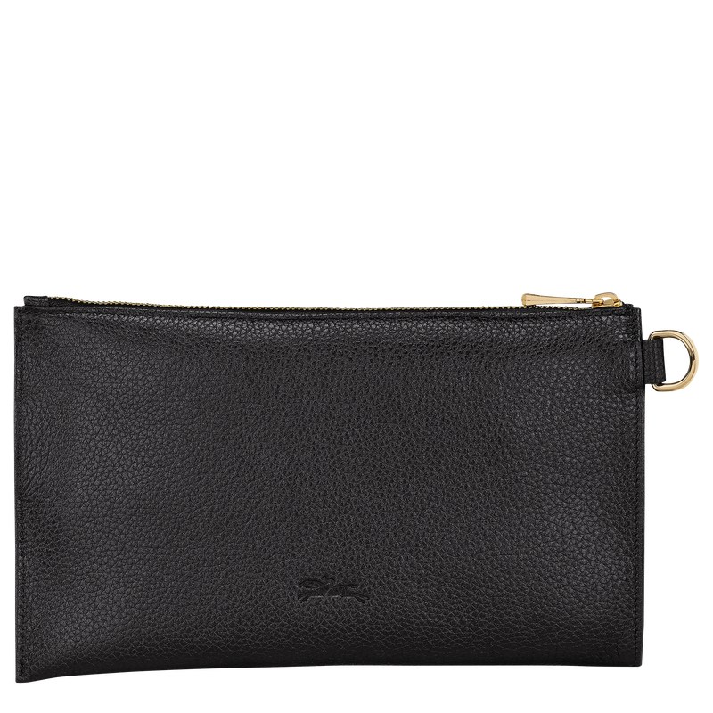 Black Longchamp Le Foulonné Pouch - Leather Women Pouches & Cases | 237960IAT