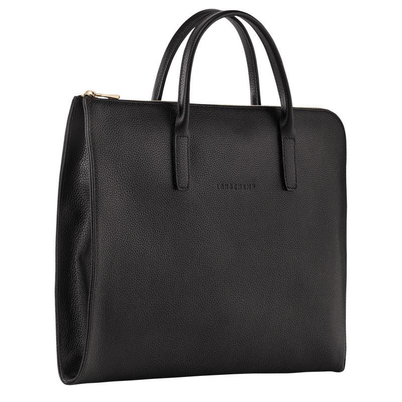 Black Longchamp Le Foulonné S - Leather Men Briefcase | 318462EJQ