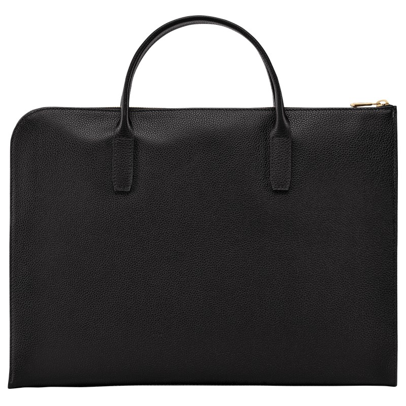 Black Longchamp Le Foulonné S - Leather Men Briefcase | 318462EJQ