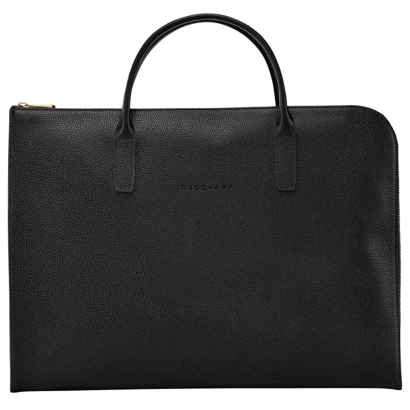 Black Longchamp Le Foulonné S - Leather Men Briefcase | 318462EJQ