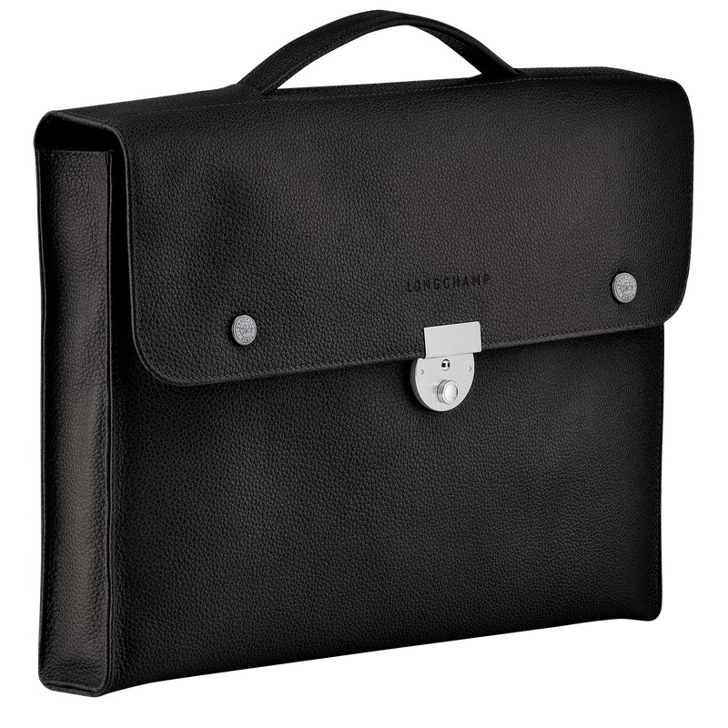 Black Longchamp Le Foulonné S - Leather Men Briefcase | 268059YVG