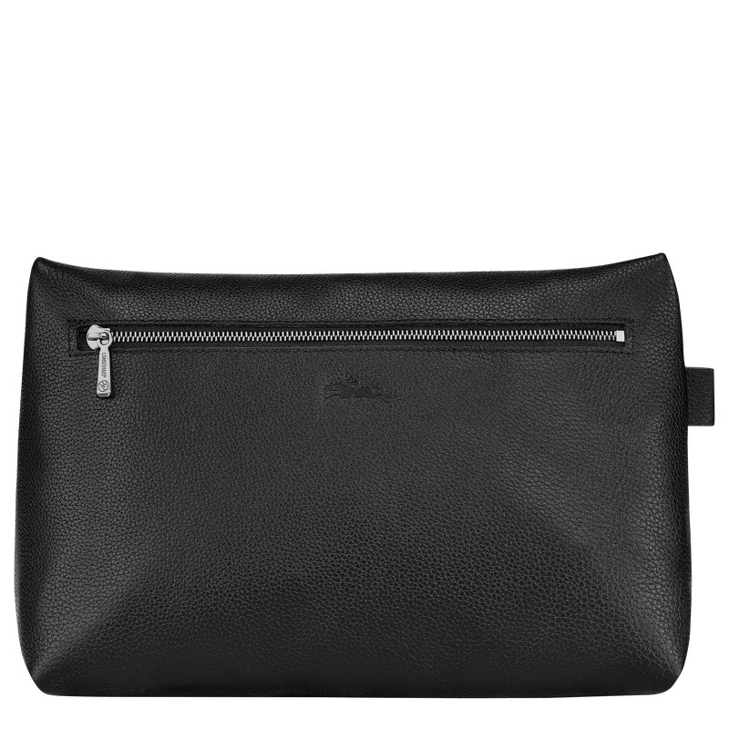 Black Longchamp Le Foulonné - Leather Men Toiletry bags | 936728YIE