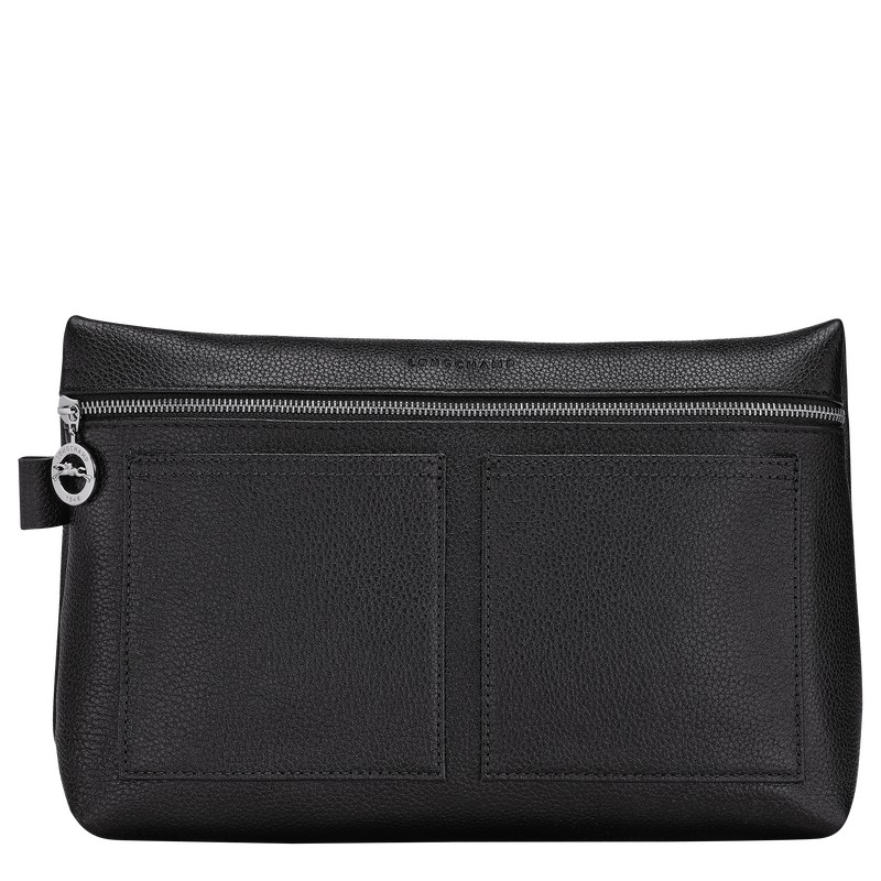 Black Longchamp Le Foulonné - Leather Men Toiletry bags | 936728YIE