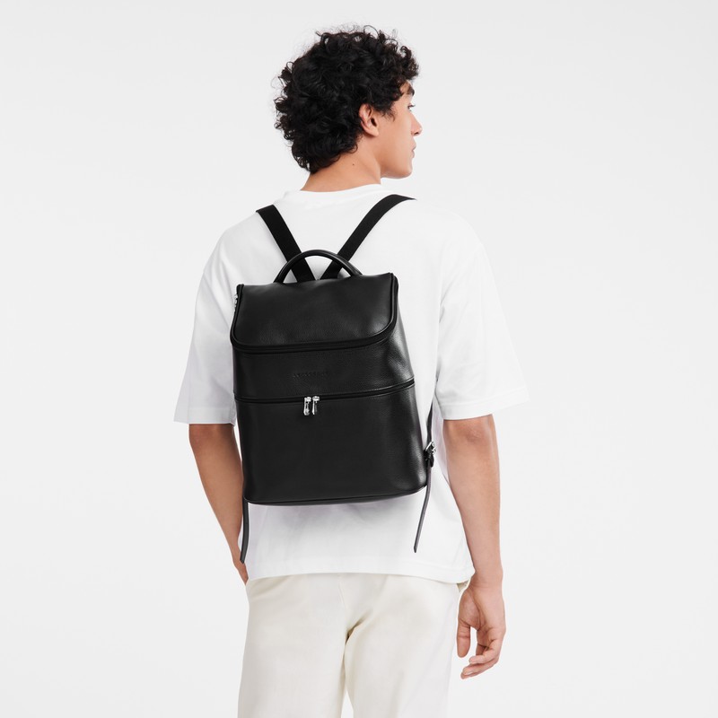 Black Longchamp Le Foulonné - Leather Men Backpacks | 314925VTC