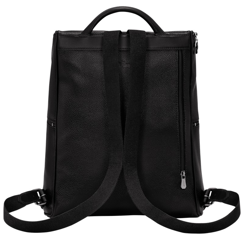 Black Longchamp Le Foulonné - Leather Men Backpacks | 314925VTC