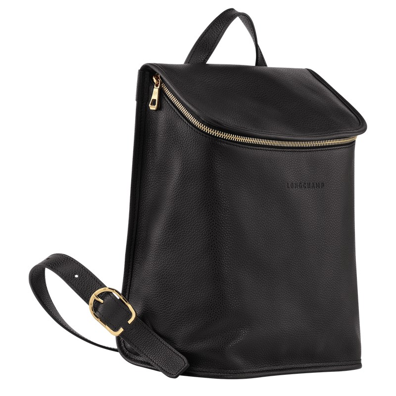 Black Longchamp Le Foulonné - Leather Women Backpacks | 726580XCN