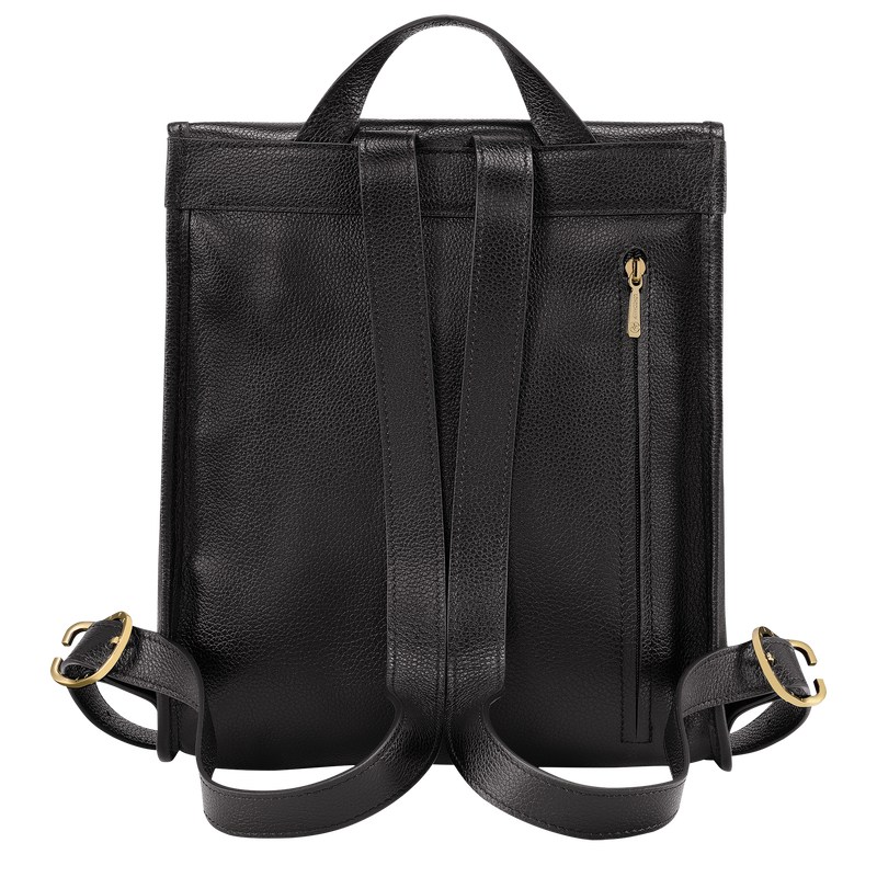 Black Longchamp Le Foulonné - Leather Women Backpacks | 726580XCN