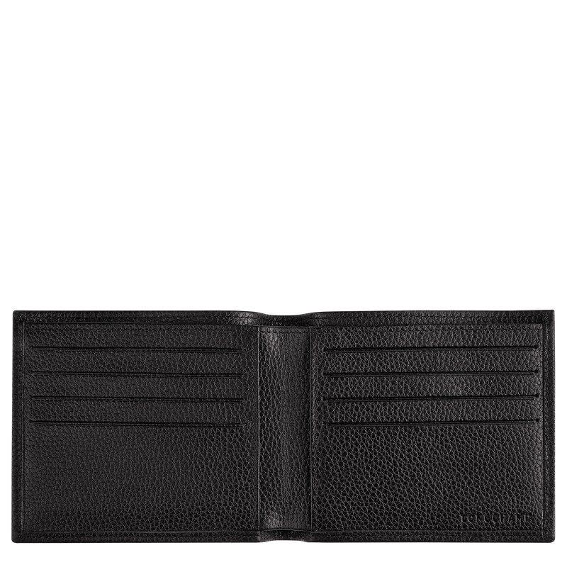 Black Longchamp Le Foulonné - Leather Women Wallets | 087629IEM