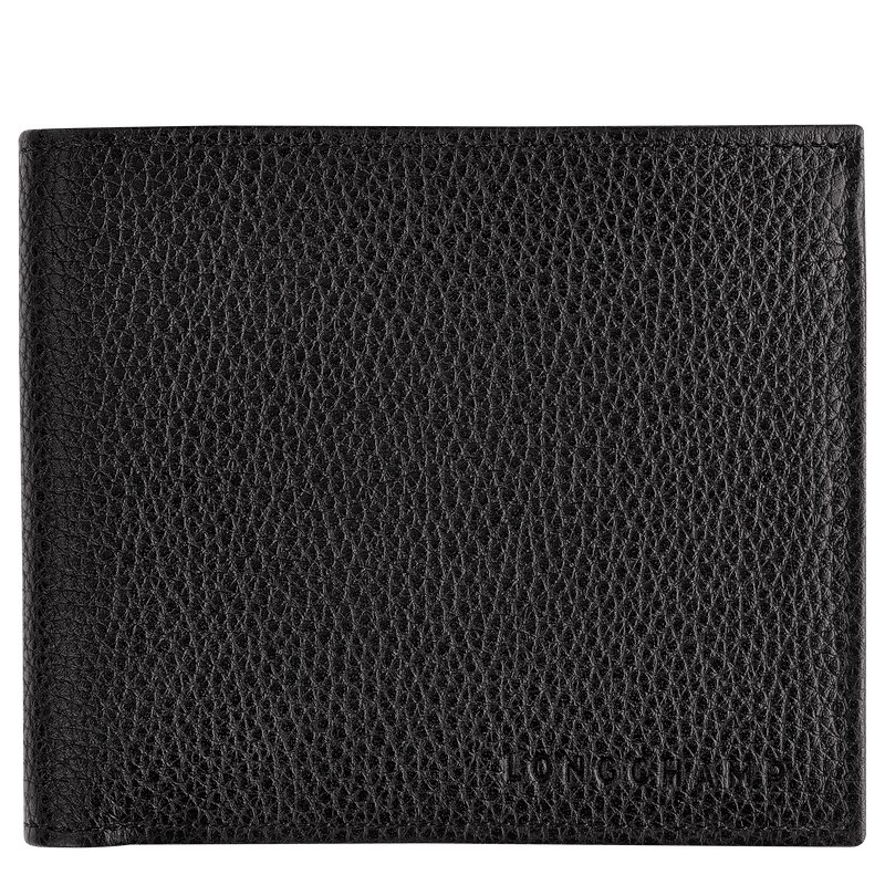 Black Longchamp Le Foulonné - Leather Women Wallets | 087629IEM