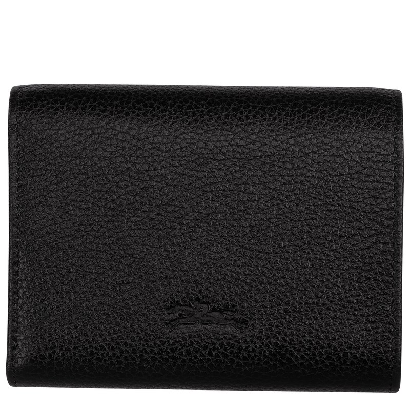 Black Longchamp Le Foulonné - Leather Women Wallets | 168745DVP