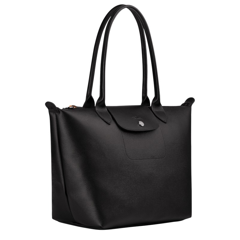 Black Longchamp Le Pliage City M - Canvas Women Shoulder bags | 204765BWE