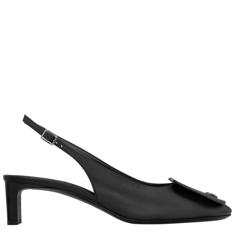 Black Longchamp Le Pliage Xtra Slingback pumps - Leather Women Sandals | 852134QGY