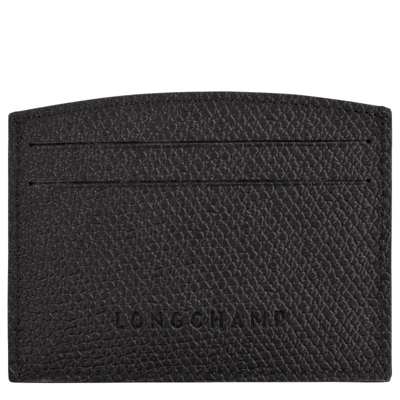 Black Longchamp Le Roseau Card holder - Leather Women Cardholders & Coin purses | 285631DOJ