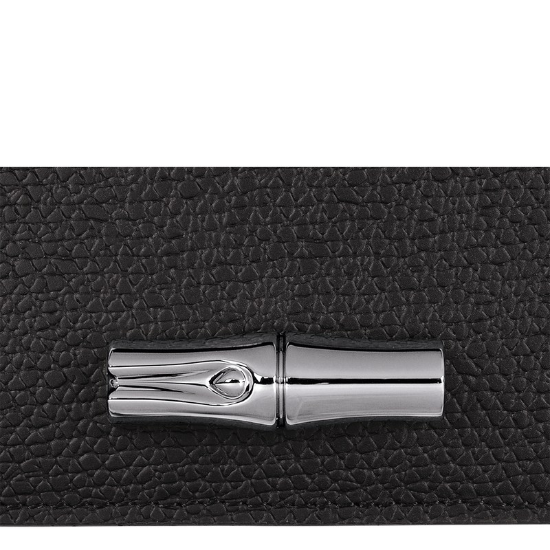 Black Longchamp Le Roseau Card holder - Leather Women Cardholders & Coin purses | 285631DOJ