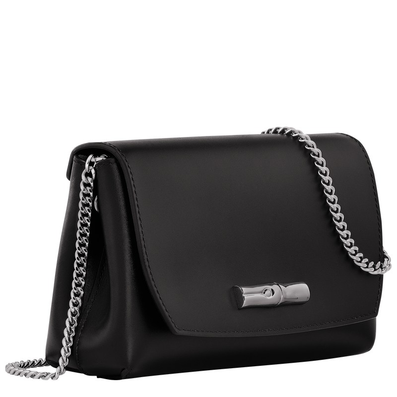 Black Longchamp Le Roseau Clutch - Leather Women Crossbody bags | 346750XKS