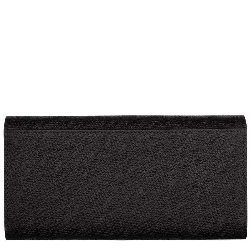 Black Longchamp Le Roseau Continental - Leather Women Wallets | 904267GIV