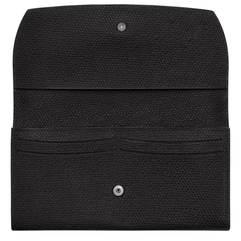 Black Longchamp Le Roseau Continental - Leather Women Wallets | 904267GIV