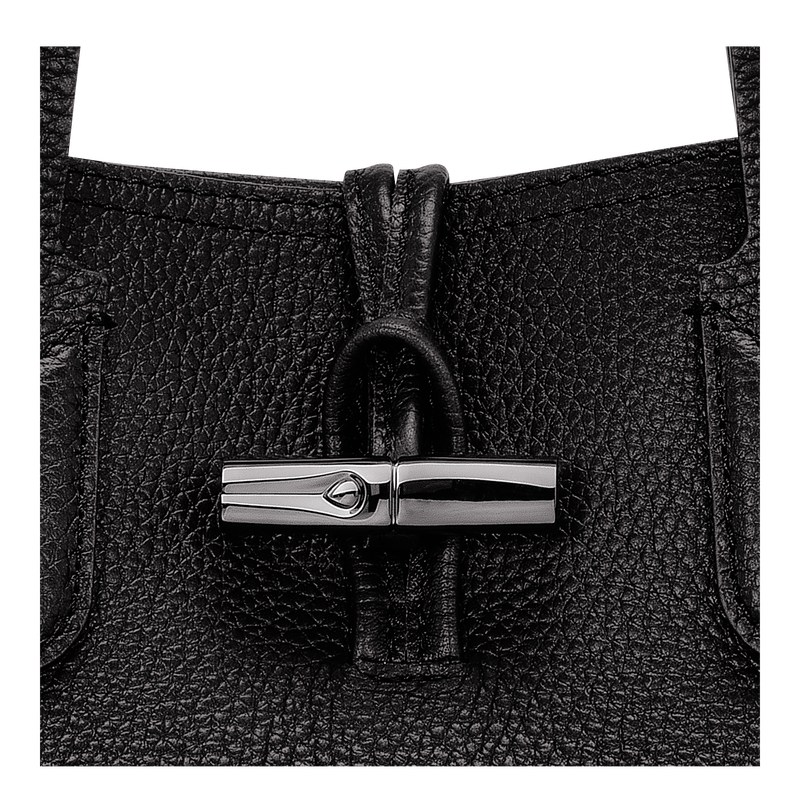 Black Longchamp Le Roseau Essential M - Leather Women Shoulder bags | 064739FRQ