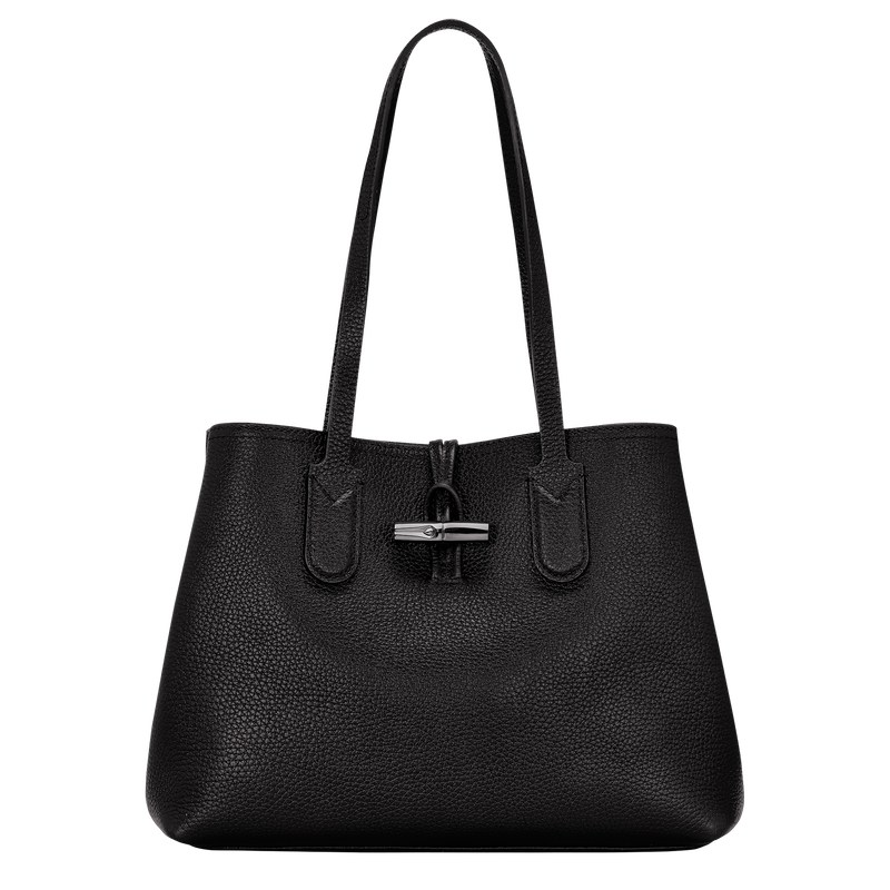 Black Longchamp Le Roseau Essential M - Leather Women Shoulder bags | 064739FRQ