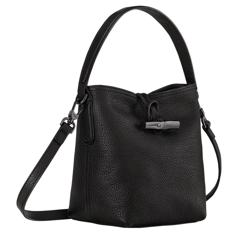 Black Longchamp Le Roseau Essential XS Bucket bag - Leather Women Crossbody bags | 961078VHP