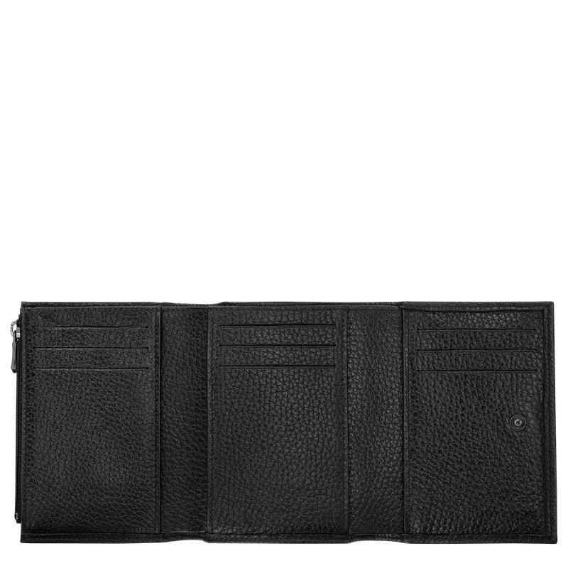 Black Longchamp Le Roseau Essential - Leather Women Wallets | 234196ODP