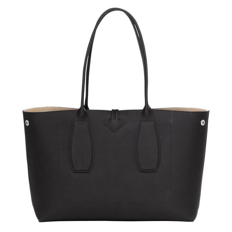 Black Longchamp Le Roseau L - Leather Women Shoulder bags | 189405XMO