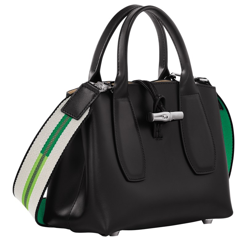 Black Longchamp Le Roseau S - Leather Women Handbags | 234879THJ