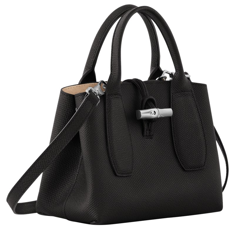 Black Longchamp Le Roseau S - Leather Women Handbags | 591870NYM