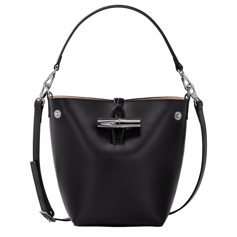 Black Longchamp Le Roseau XS Bucket bag - Leather Women Crossbody bags | 962341EHT