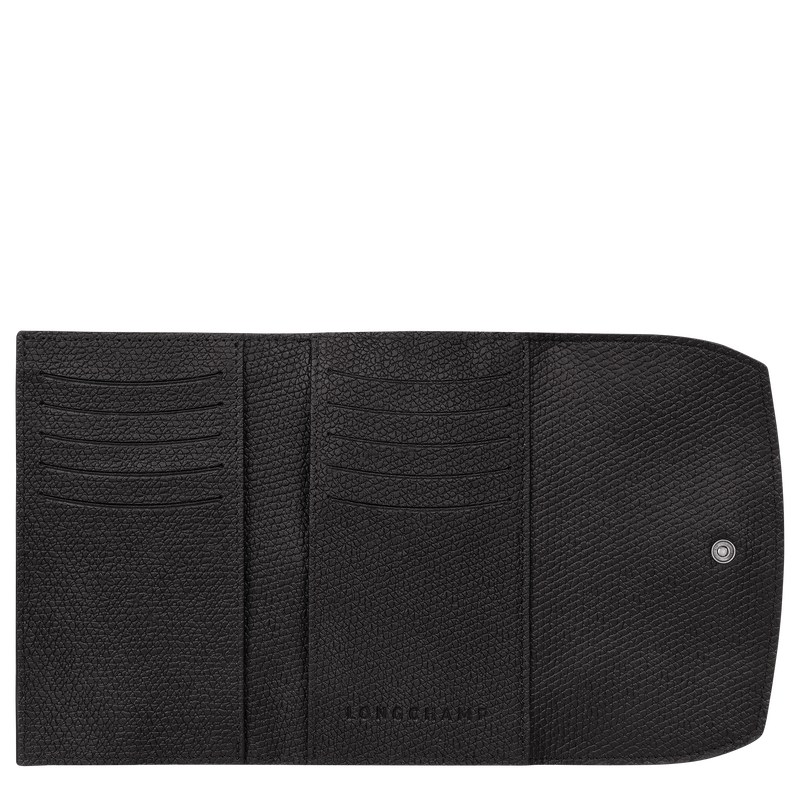 Black Longchamp Le Roseau - Leather Women Wallets | 047891NKA