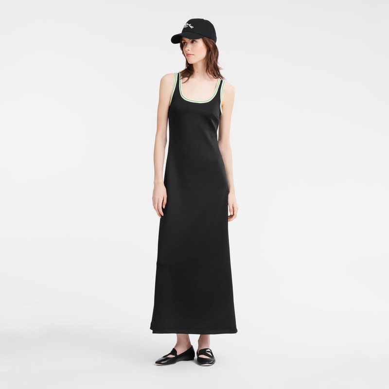 Black Longchamp Long dress - Jersey Women Dresses & Skirts | 605871JSY